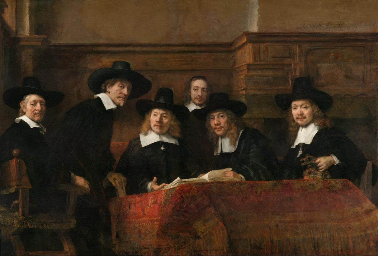 The Sampling Officials of the Amsterdam Drapers’ Guild, Known as The Syndics by Rembrandt van Rijn