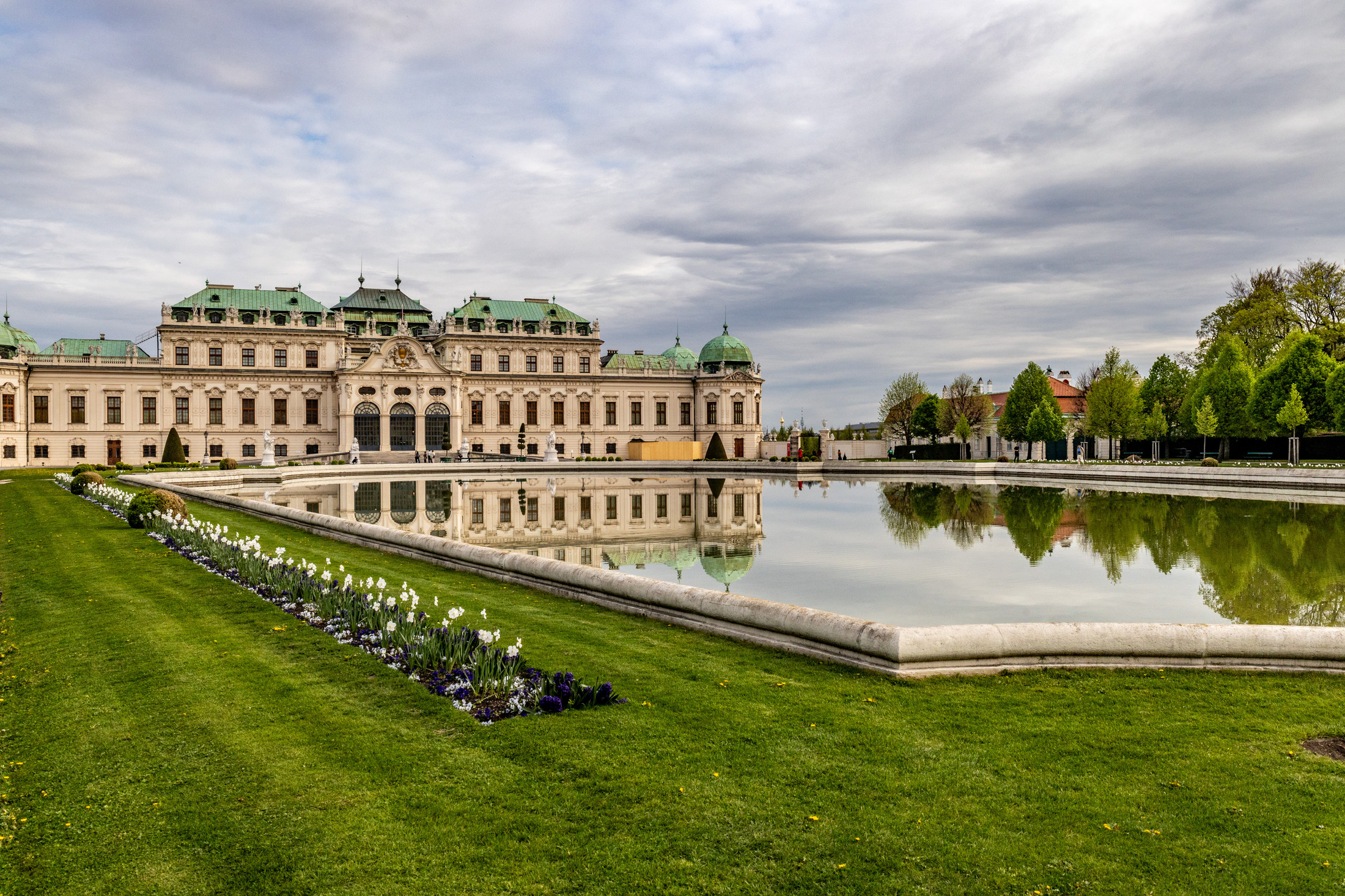 Upper Belvedere palace reflected in its formal garden pond