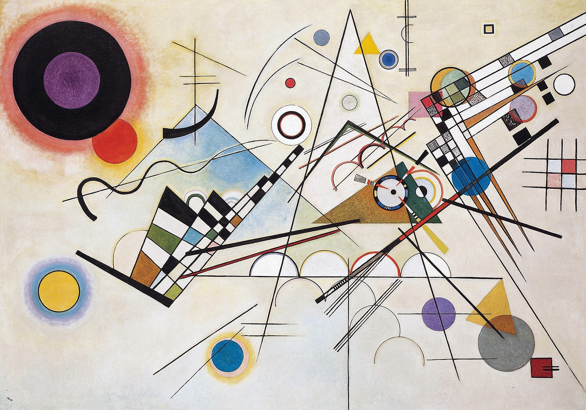 Vasily Kandinsky’s Composition 8, a geometric abstract painting from 1923