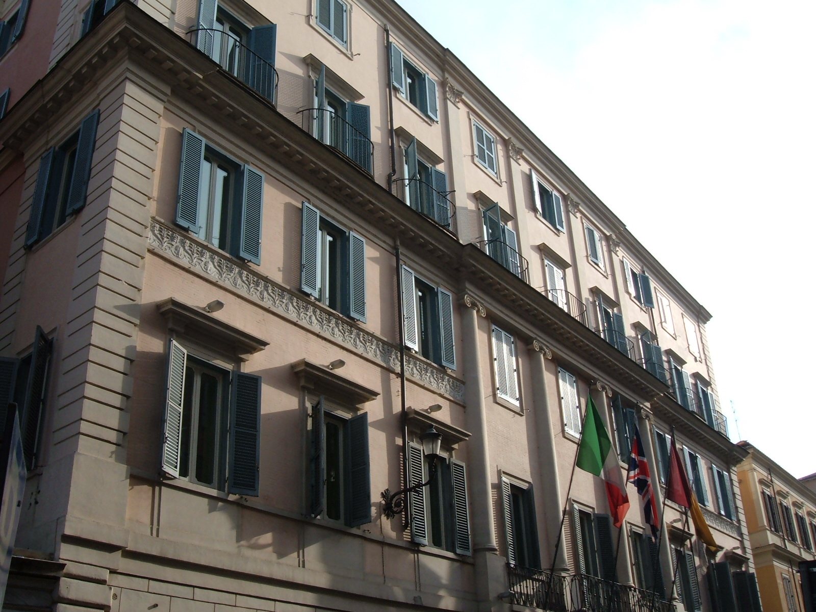 The facade of Hotel de Russie on Via del Babuino in Rome.