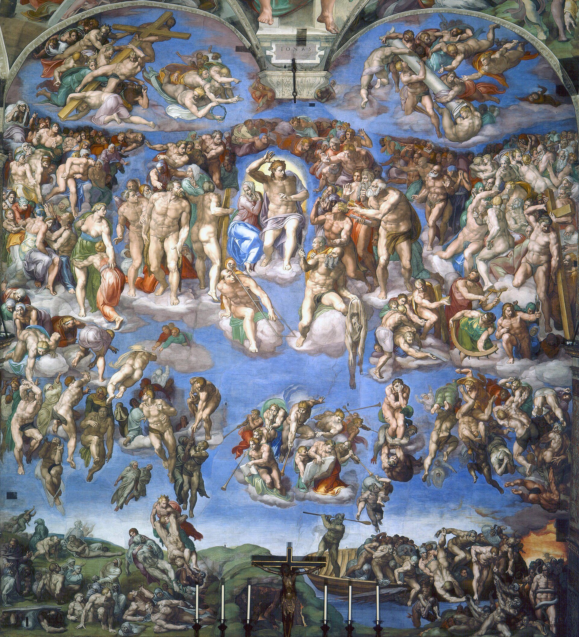 Michelangelo's Last Judgment on the altar wall of the Sistine Chapel.