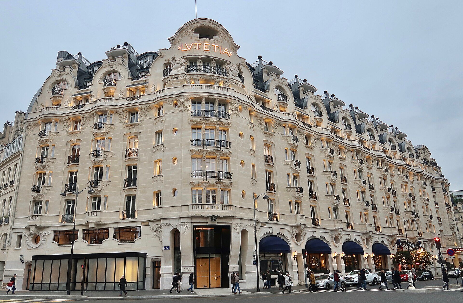 The Art Nouveau facade of Hôtel Lutetia on boulevard Raspail.