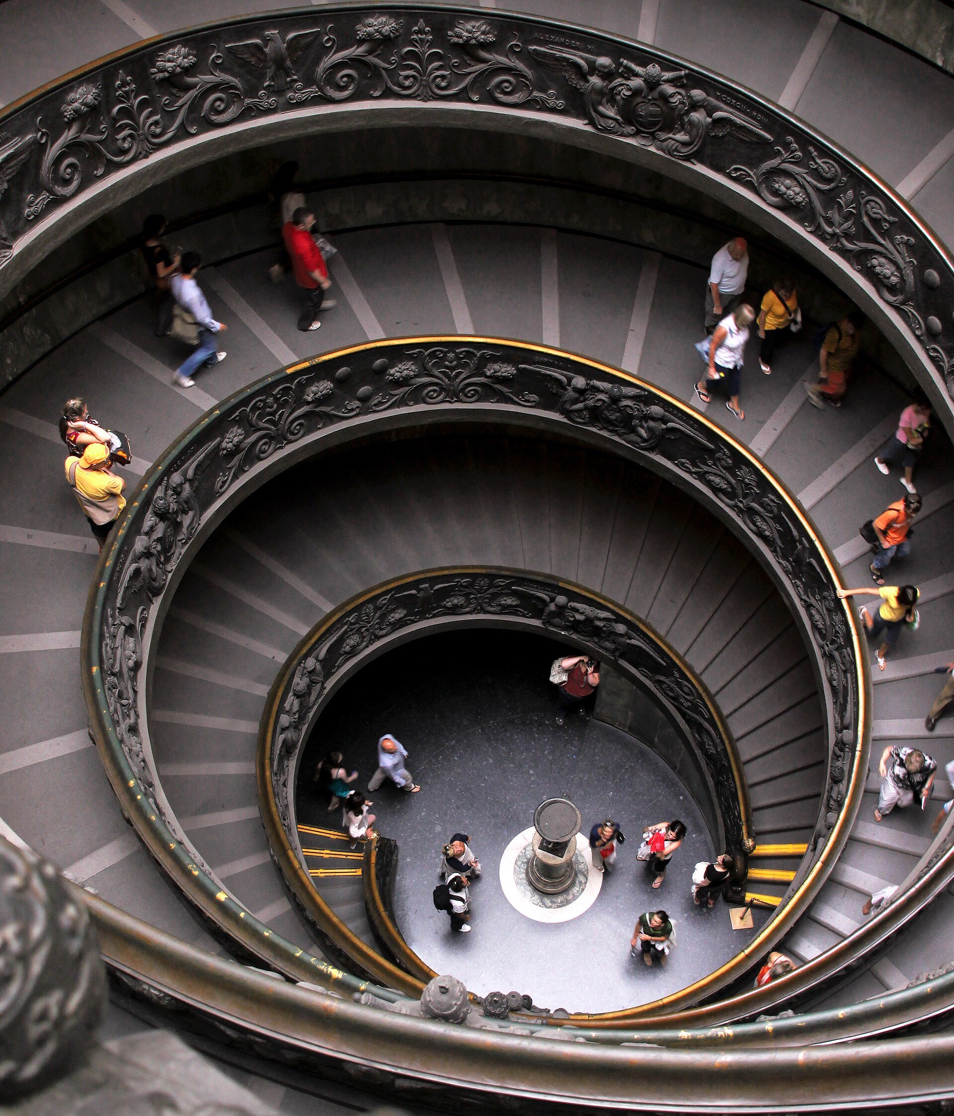 Giuseppe Momo's helical staircase at the exit of the Vatican Museums.