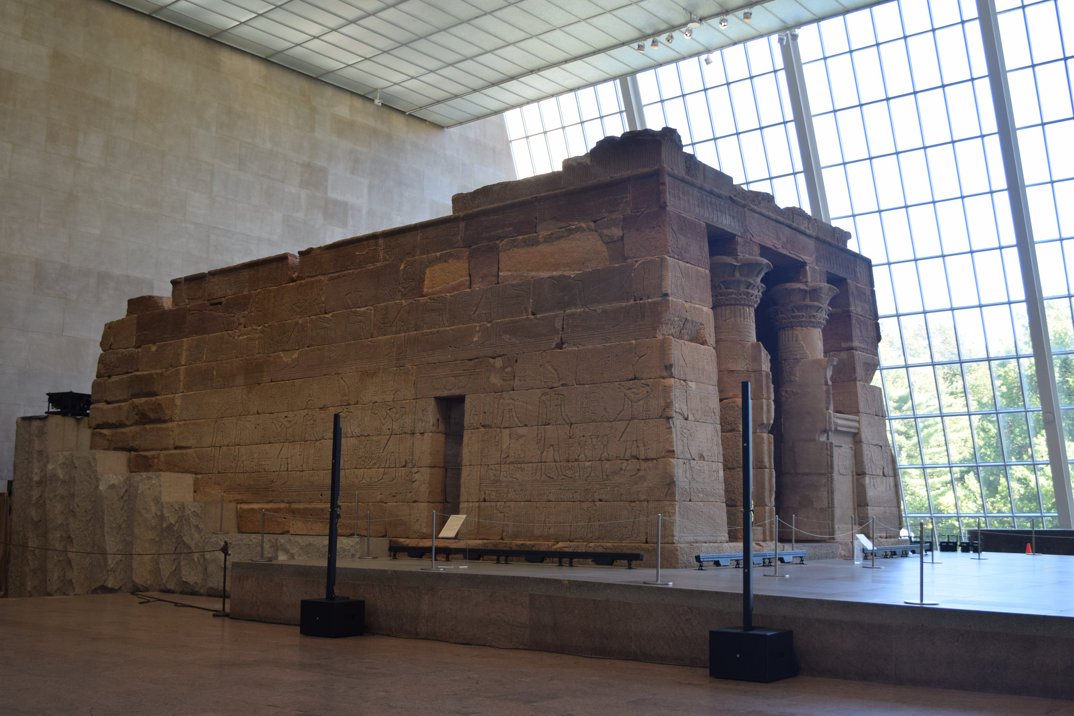 Ancient Egyptian Temple of Dendur inside the glass-walled gallery at The Met