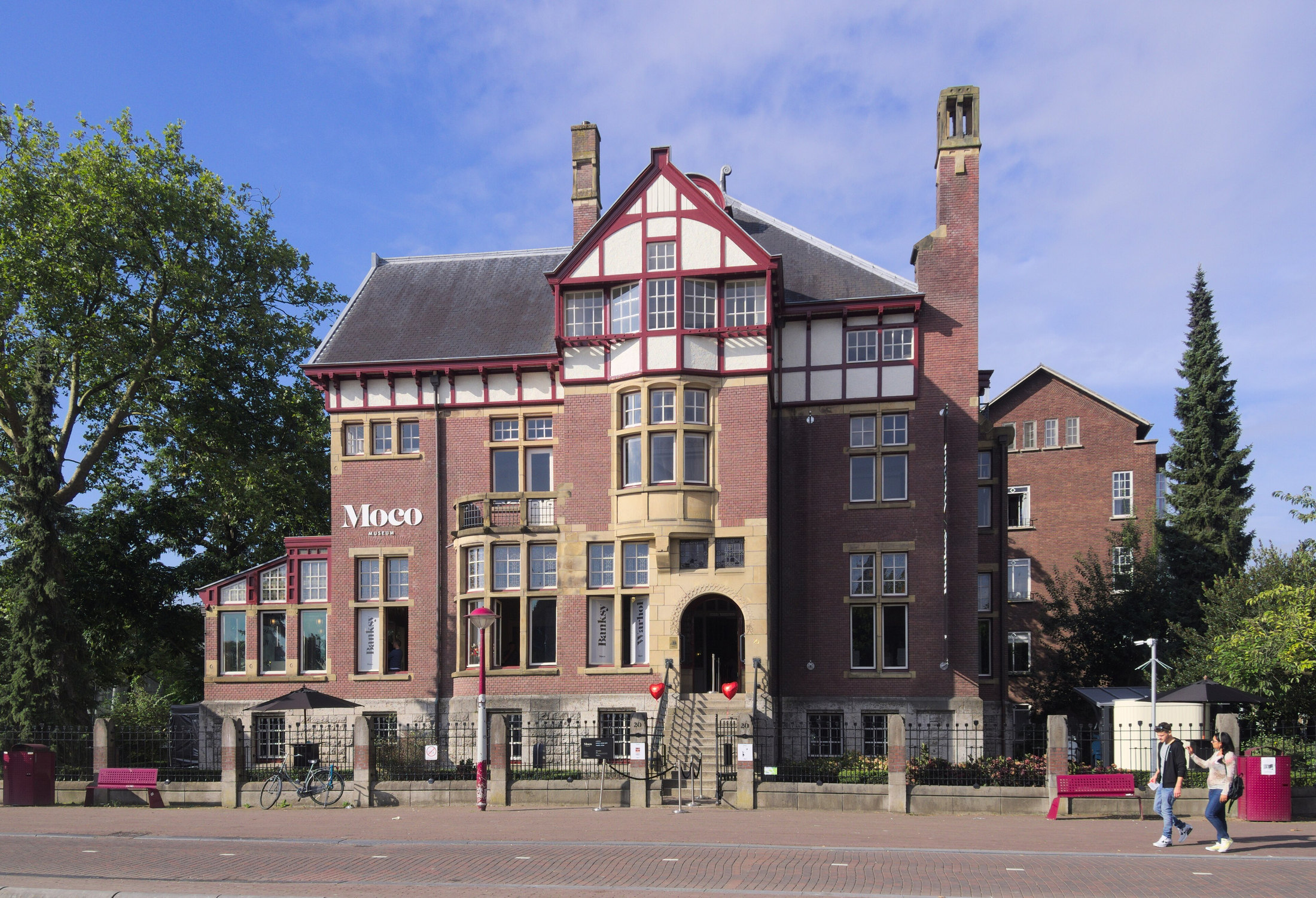 Brick and half-timbered Villa Alsberg exterior of Moco Museum Amsterdam