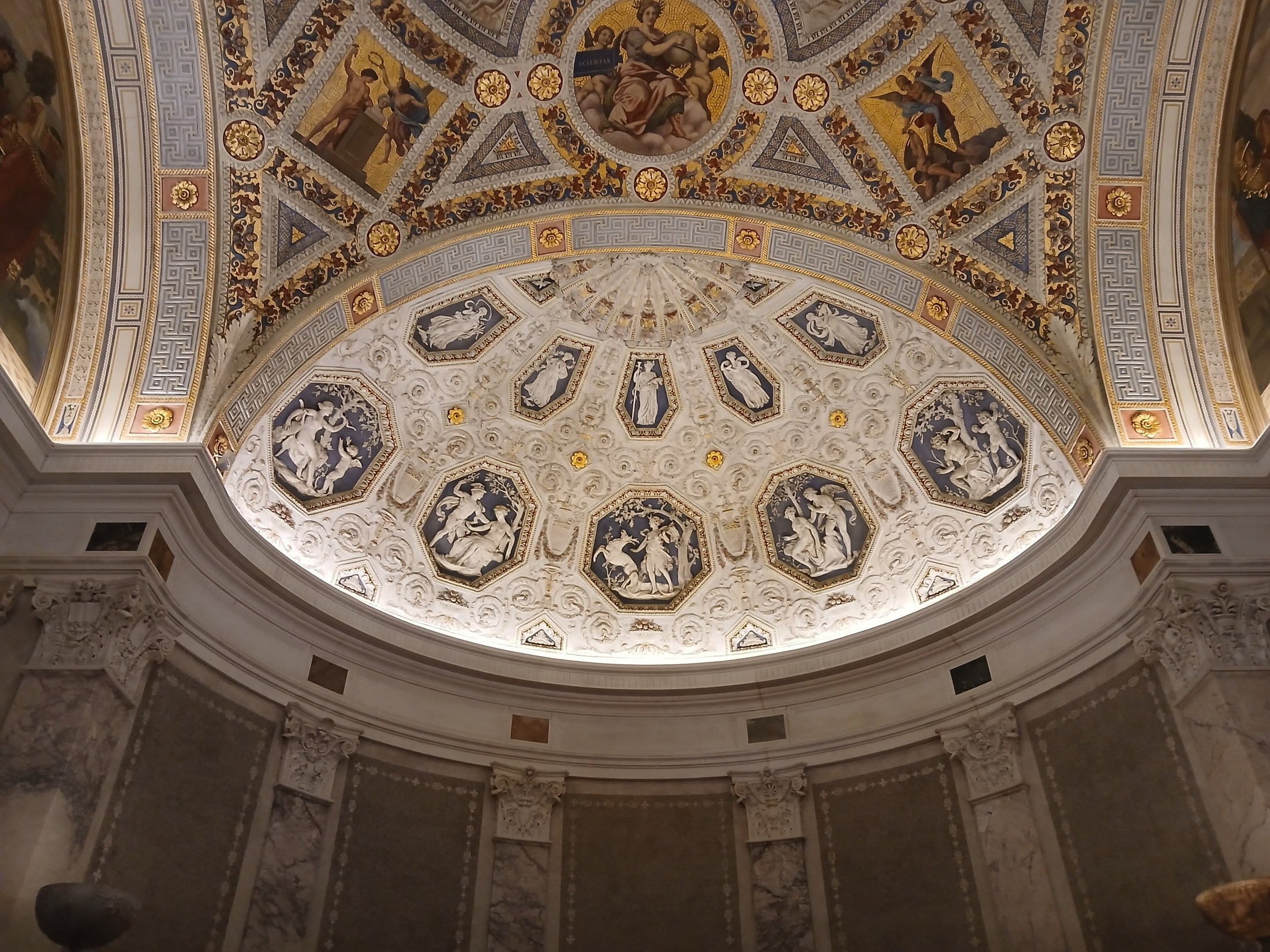Decorated dome and marble walls in the Morgan Library rotunda