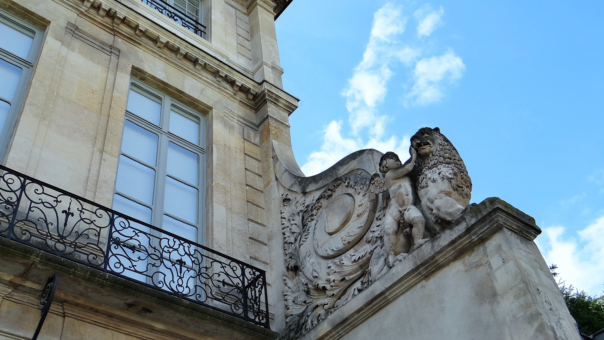 Sculpted pediment and façade detail of Hôtel Salé, home of Musée Picasso