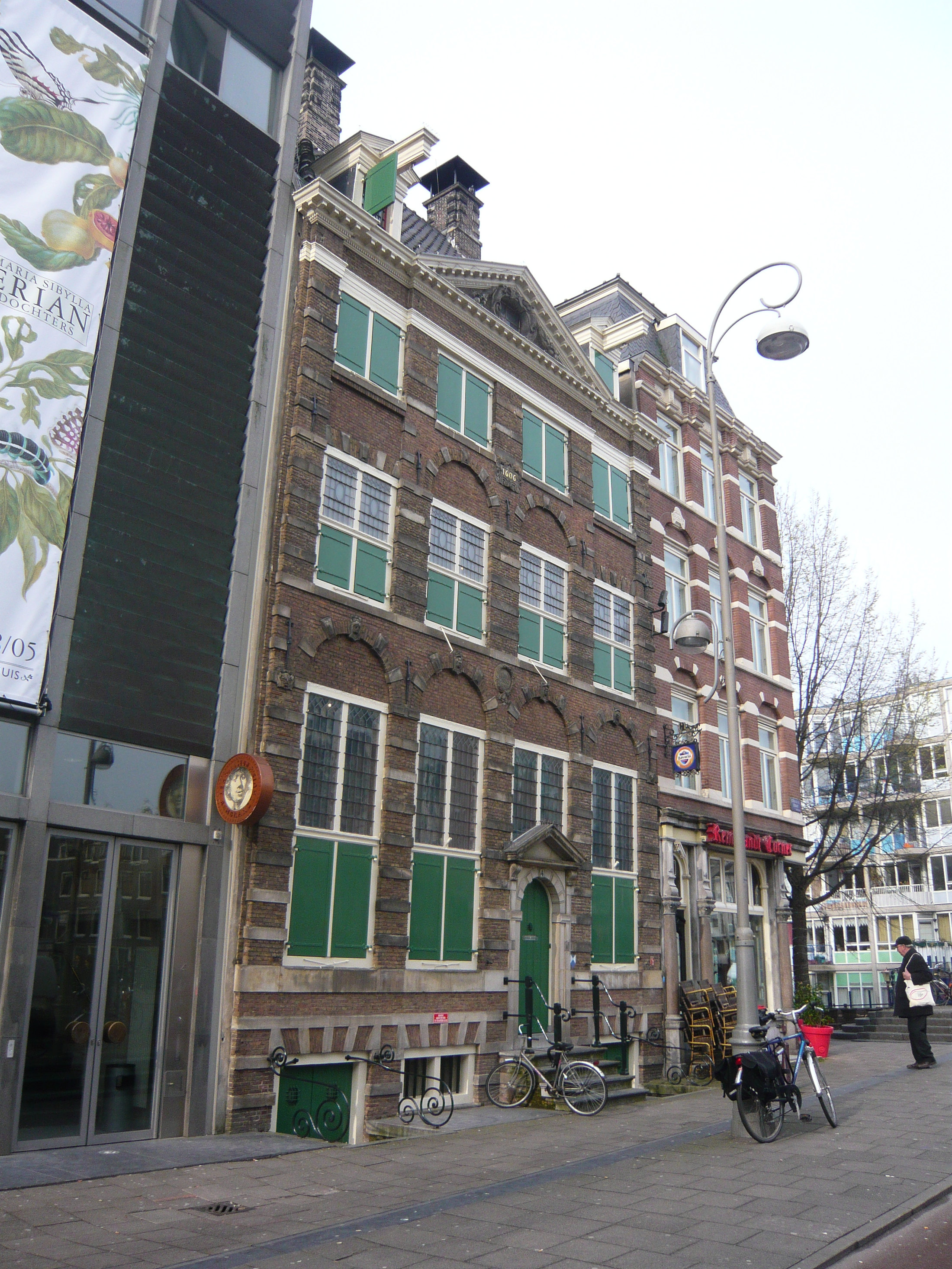 Historic red-brick Rembrandt House façade on Jodenbreestraat