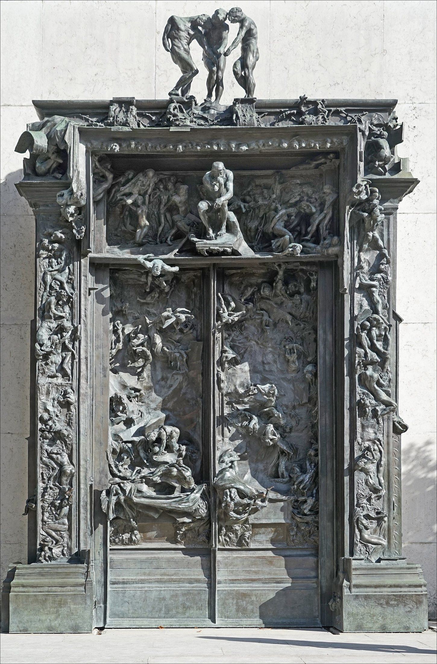 Rodin’s Gates of Hell seen straight on, with sculpted figures covering the doors