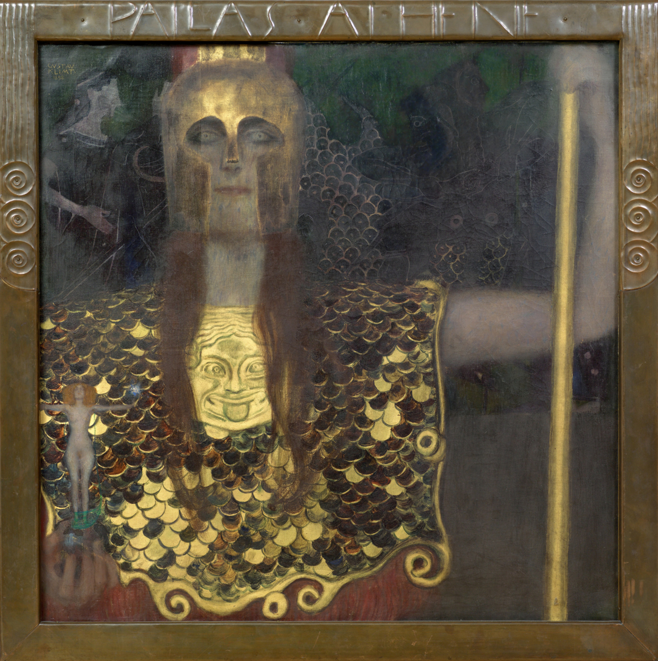 Gustav Klimt’s Pallas Athene, a gold-armoured figure in the Wien Museum collection